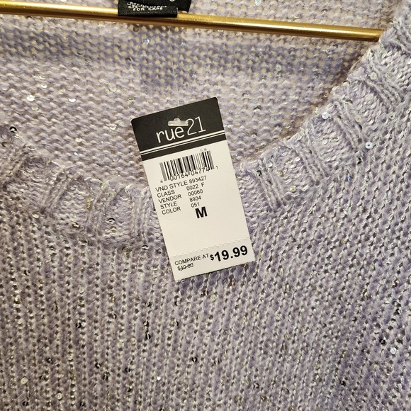 Rue21 Purple Sequins Women's Crew Neck Sweater by Pink Rose Size M NWT - Picture 5 of 9
